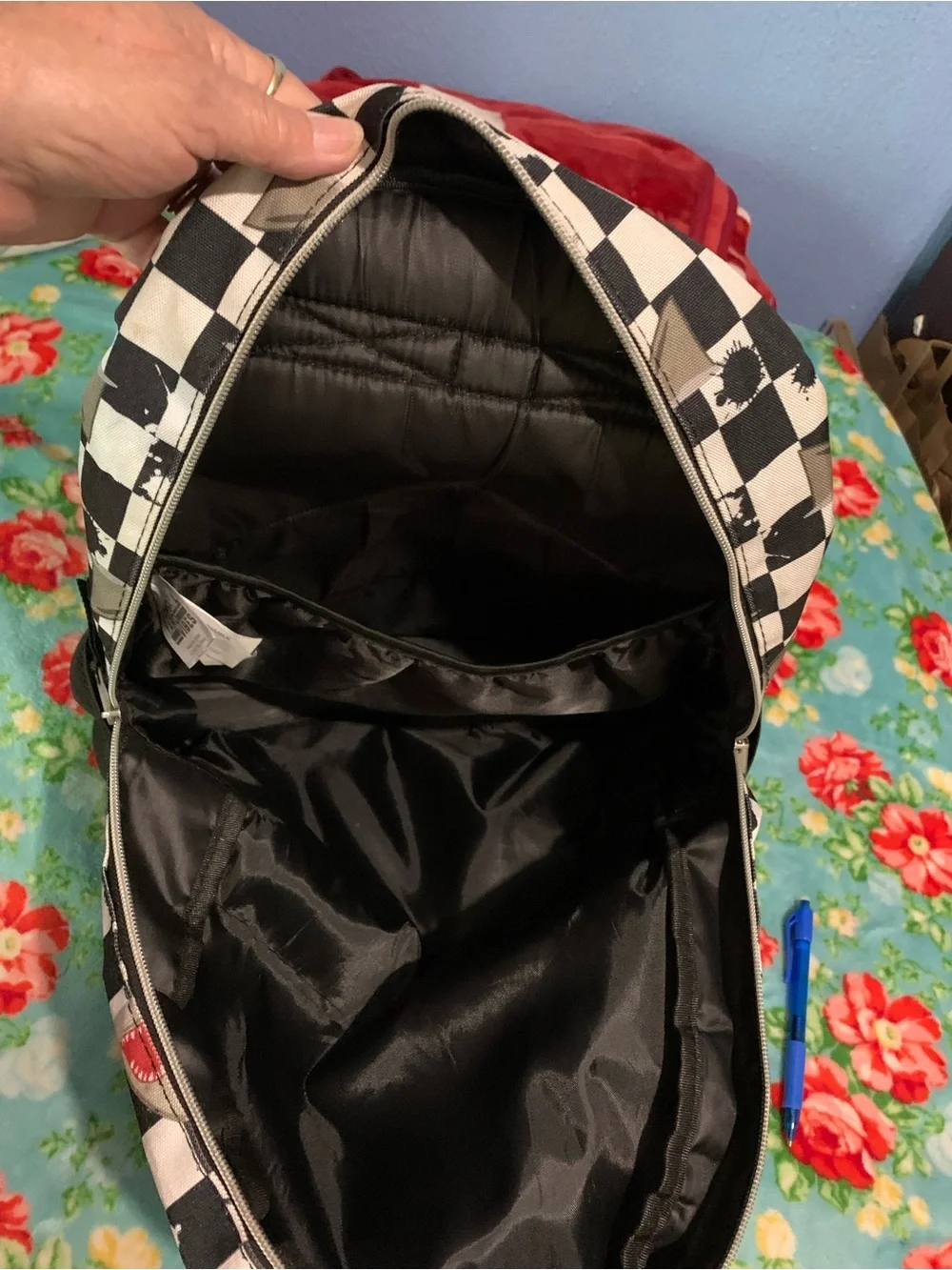 Schoolyard Vibes Shark Head & Checkered Full Size Backpack